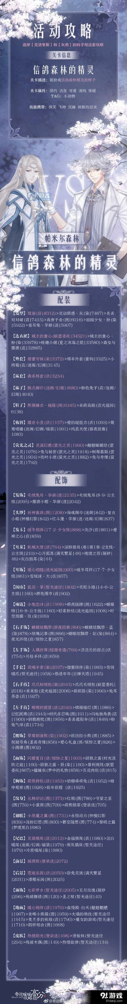 奇迹暖暖信鸽森林的精灵搭配教程