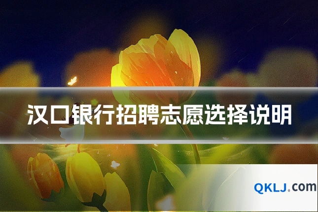 汉口银行招聘志愿选择说明